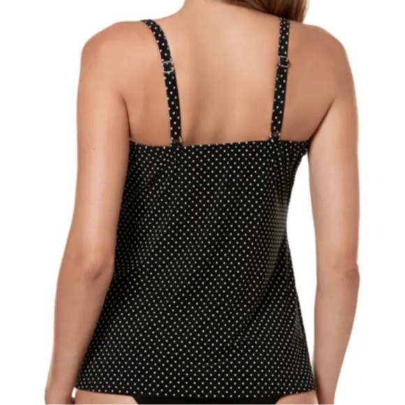 Miraclesuit Black/White Pin Point Love Knot Underwire Tankini TOP NWT - Picture 2 of 4